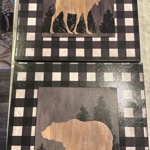 Rustic Bear Plaid Wall Art Set